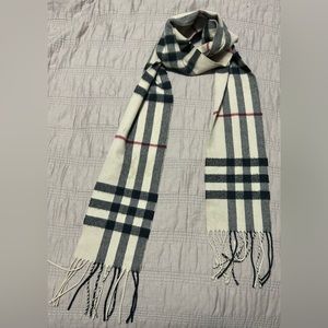 Large, authentic, cashmere Burberry scarf. Burberry plaid/check design.